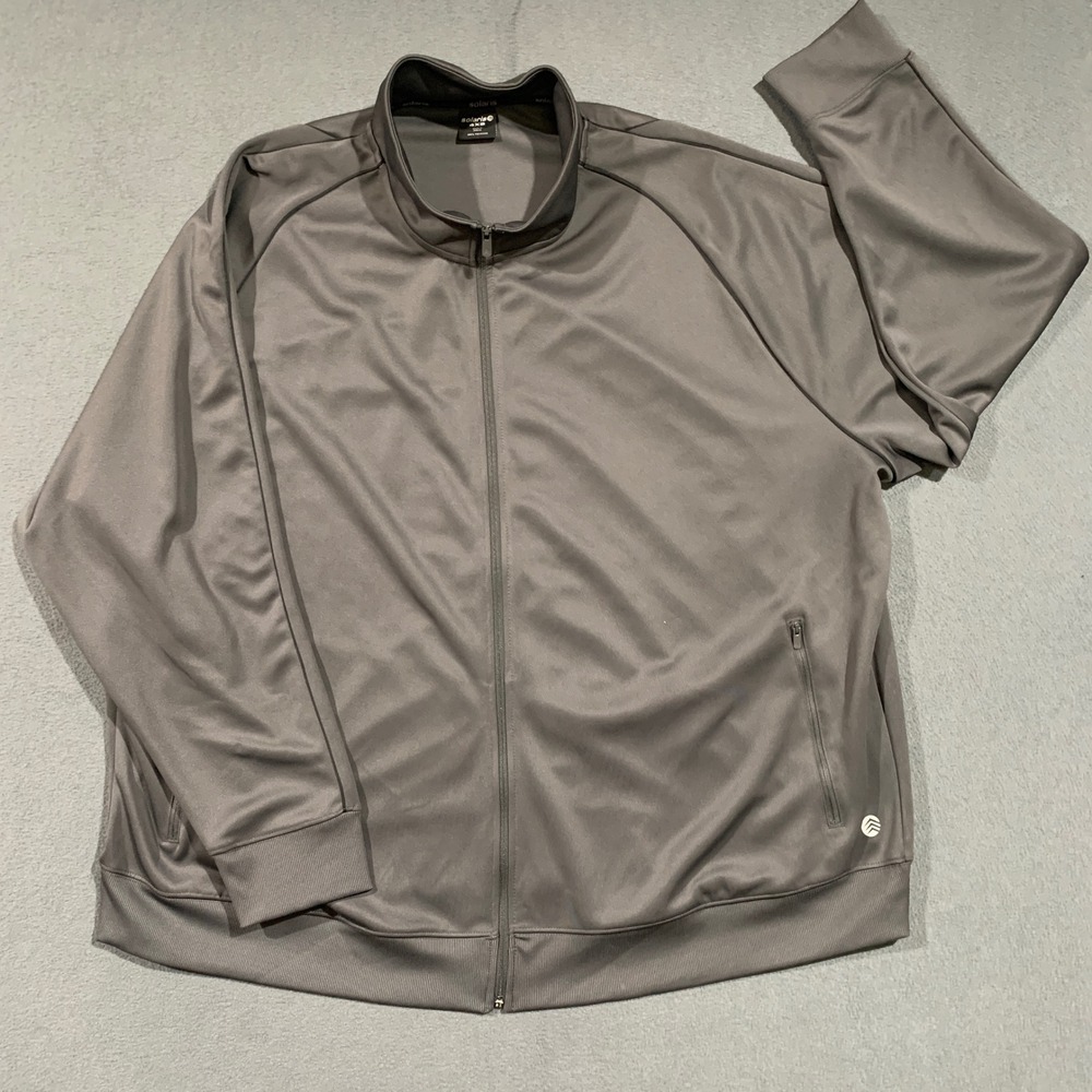 Solaris Mens 4XB Track Jacket Full Zip Athletic Gray Polyester Made in Kenya